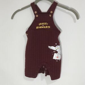 Baby Quilted Overalls Harry Potter Property of Hogwarts Snow Owl Burgundy 0-3mth